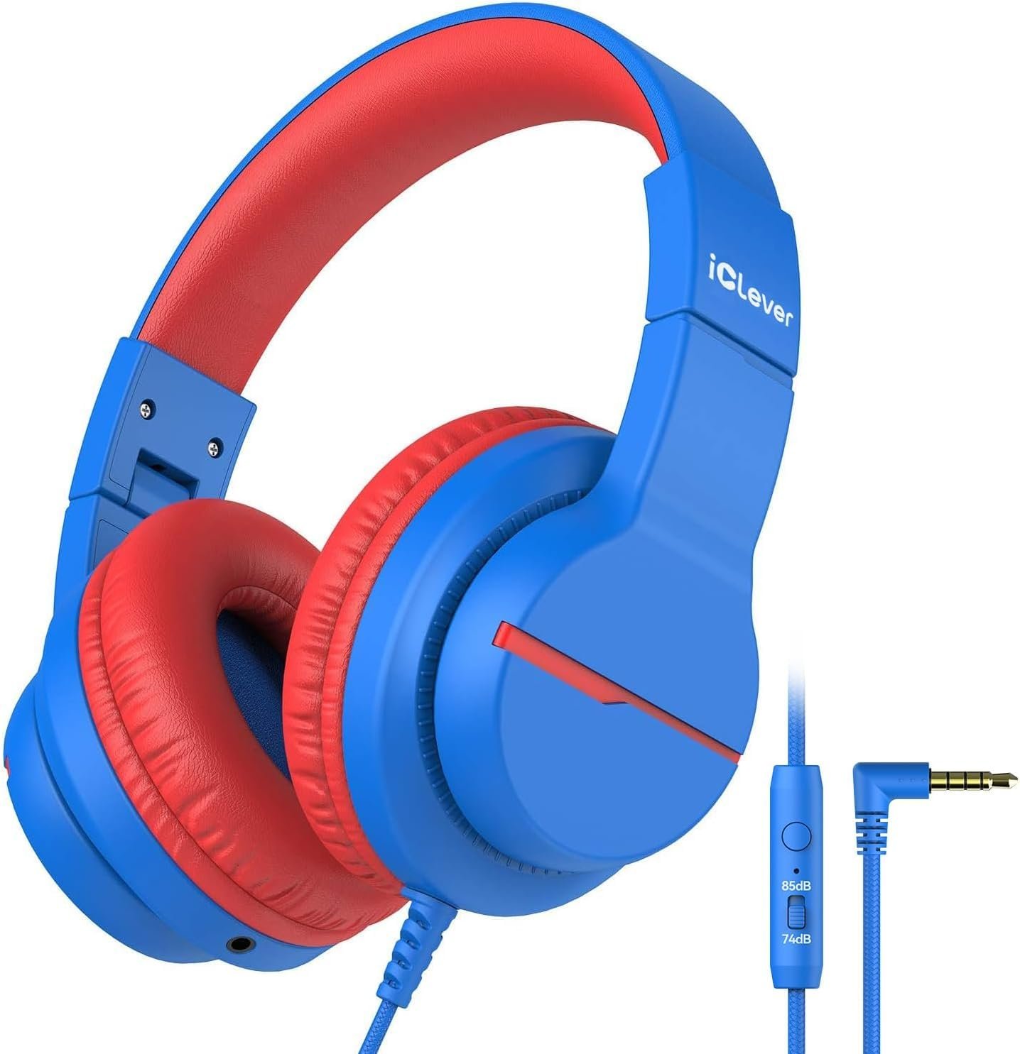 iClever Kids Headphones for School Travel, Safe Volume Limited, HD Mic Stereo Sound Over-Ear Girls Boys Headphones for Kid, FunShare Foldable 3.5mm Wired for iPad Computer, HS19 - Product Image