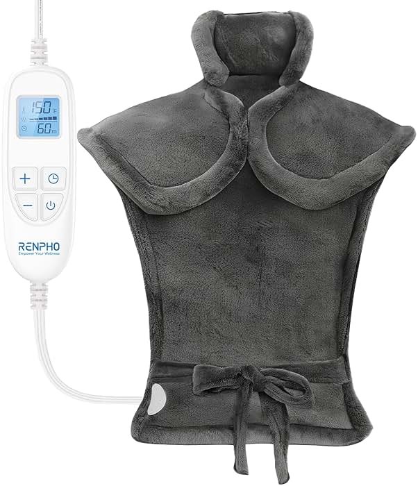 RENPHO Fathers Day Dad Gifts, Electric Heating Pad - 6 Heat Levels for Neck Shoulder and Back, Birthday Gifts for Women Men, Weighted Pad for Snug Fit, ETL Certified, FSA Eligible, 24"x33" Gray - Product Image