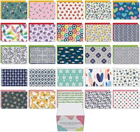 Dessie 100 Unique Blank Cards With Envelopes 4x6 - All Occasion Blank Greeting Cards w/Colored Envelopes & Gold Seals. No Repetition. Note Cards with Envelopes Set - Product Image