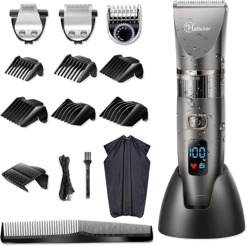 Hatteker Beard Trimmer for Men Professional Hair Clipper Hair Trimmer Shaver Haircut Detail Cutting Kit for Men Cordless Waterproof - Product Image