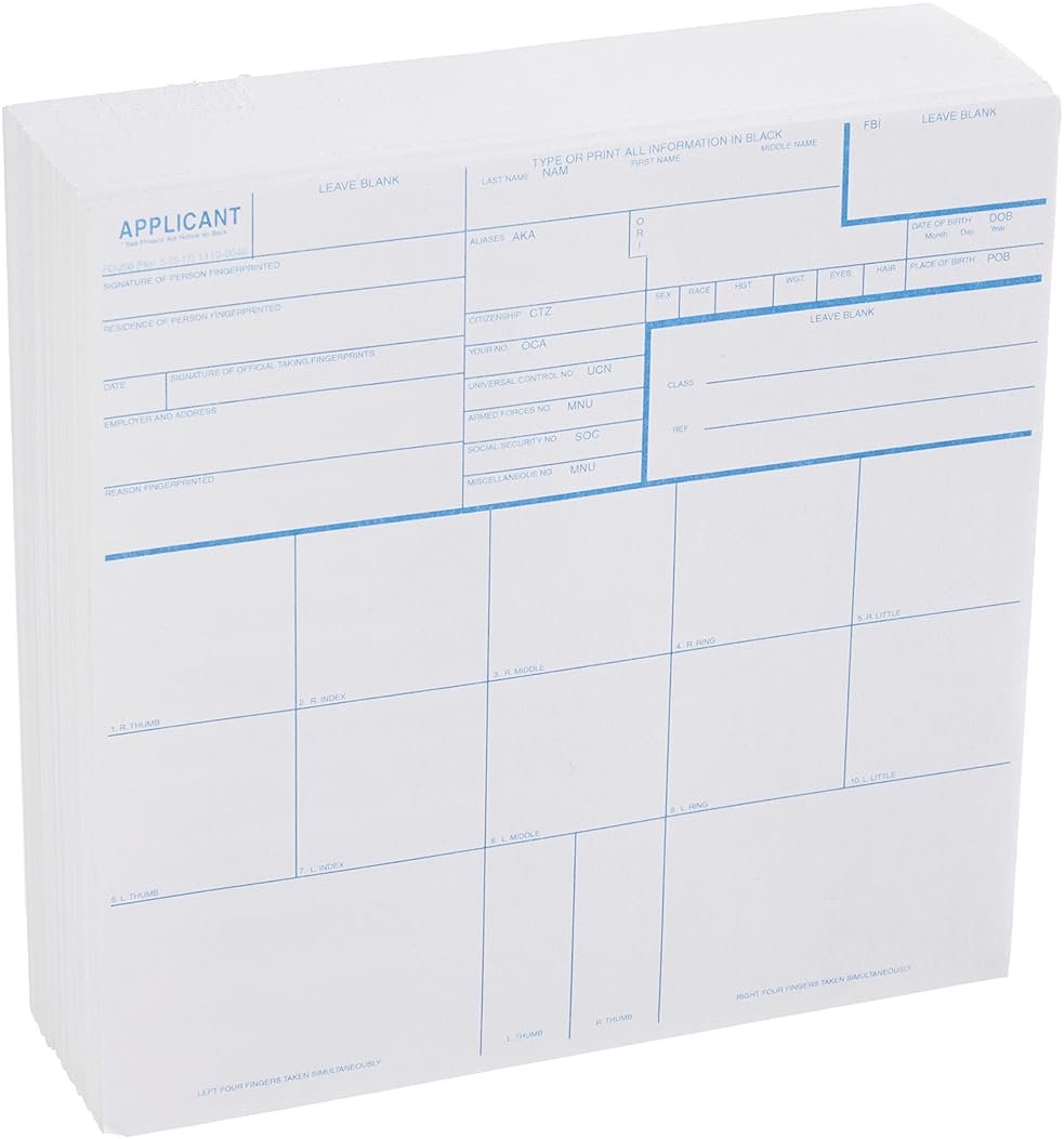 FD-258 Fingerprint Card - Blue, 250 Pack (Blue, 250) - Product Image