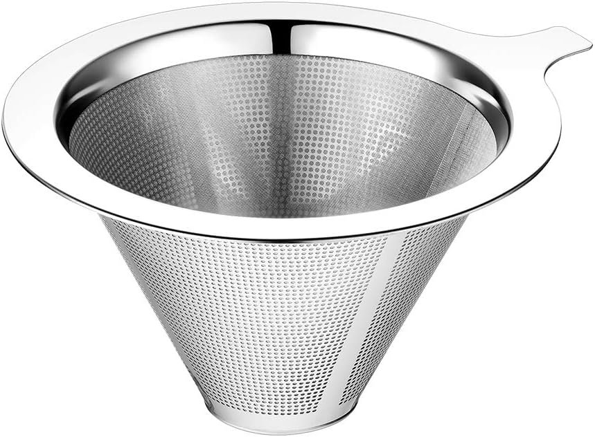 ANNMEXX Upgraded Pour Over Coffee Filter, Coffee Dripper, Paperless Mess Stainless Steel Coffee Filter, Maker One to Two Cup Coffee, Easy to Use and Clean (1-2Cups) - Product Image