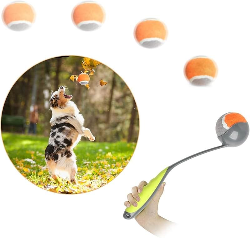 PAWISE Dog Ball Launcher for Medium Dogs, 12.2" Dogs Fetch Toy with 2.5" Tennis Balll, Portable Dog Tennis Ball Thrower for Indoor & Outdoor Play, Lightweight, Durable & Hands-Free Pick-Up - Product Image