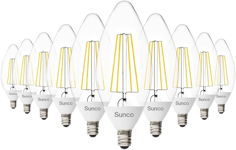 10 Pack Dusk to Dawn LED Outdoor Light Bulb B11, Edison Filament Candelabra Bulbs for Porch Lighting, 500 LM, 5W (40W Equivalent), 5000K Daylight, E12 Base, Photocell Sensor UL - Product Image