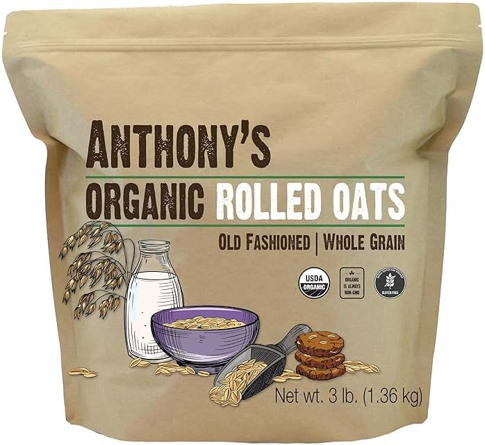 Anthony's Organic Rolled Oats, 3 lb, Gluten Free, Non GMO, Old Fashioned, Whole Grain - Product Image