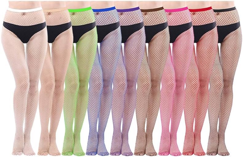 HOVEOX 9 Pairs Fishnet Stockings Fishnet Tights Patterned Fishnets Stockings Lace Patterned Tights Thigh High Pantyhose - Product Image