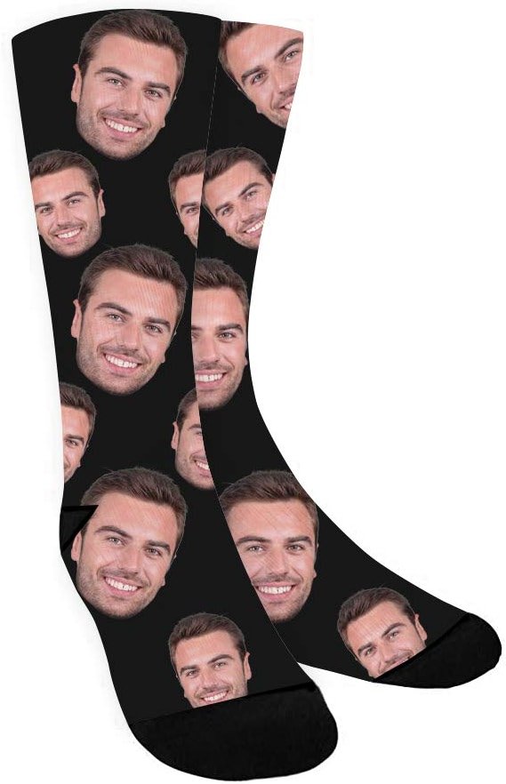 ShineSand Custom Face Socks with Picture, Personalized Socks with Photo Customized Unisex Funny Crew Sock Gifts for Men Women - Product Image