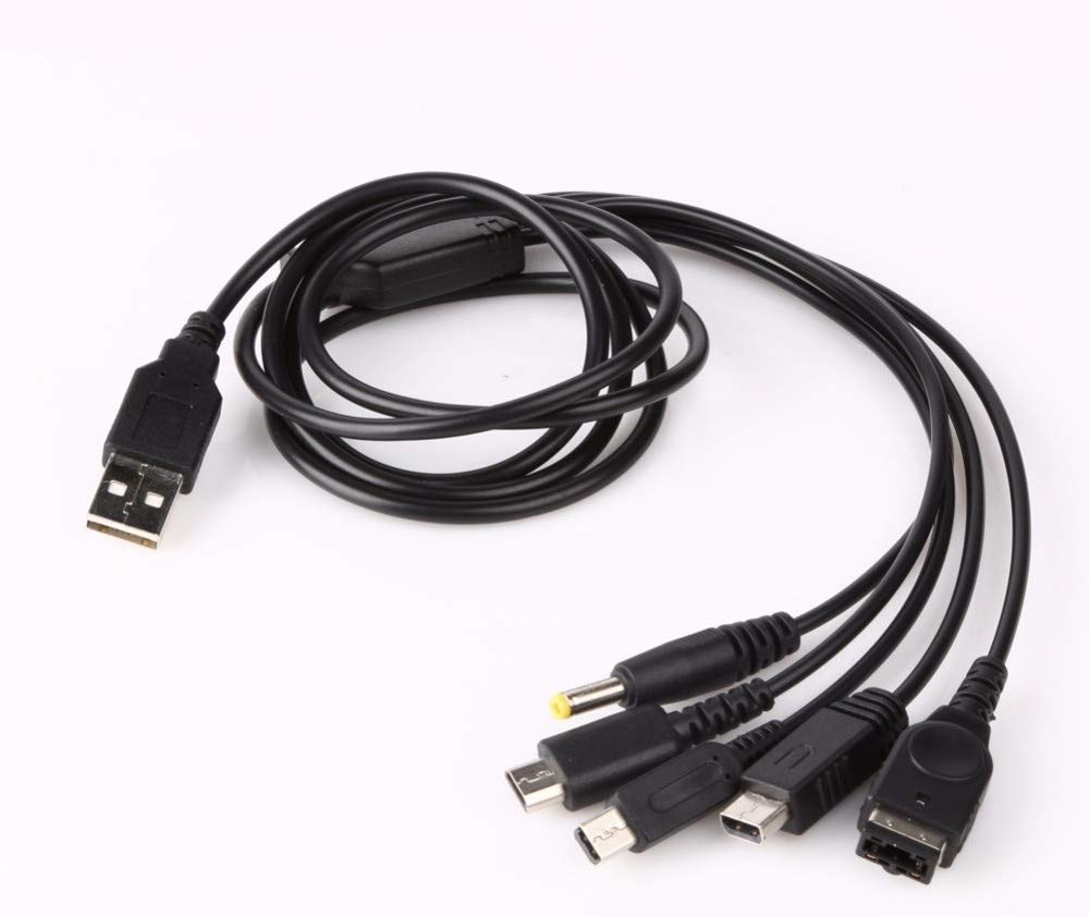 Skywin USB Charger Cable for Nintendo - Multi System Nintendo DSi Charger Cable Compatible with Nintendo NDS Lite, Wii U, 3DS, 2DS, PSP 1000, 2000, 3000, GBA SP - Charge All with One Cord (5 in 1) - Product Image