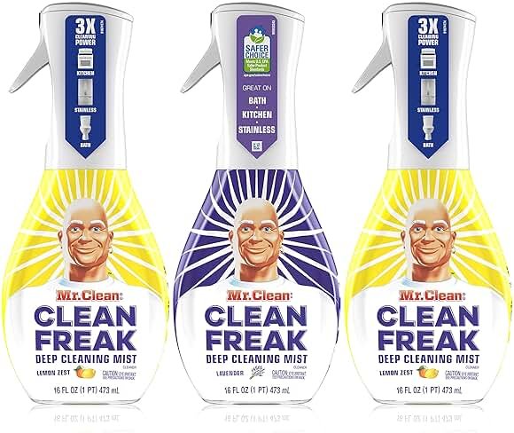 Mr. Clean All Purpose Cleaner, Clean Freak Mist for Bathroom & Kitchen Cleaner, Lavender & Lemon Scent, 3 Count (16 fl oz each) - Product Image