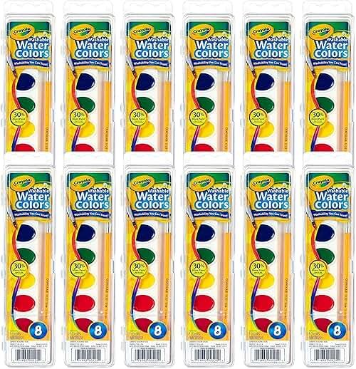 Crayola Washable Watercolor Paint Sets for Kids (12ct), Bulk Classroom Art Supplies for Preschool & Kindergarten, Easter & Spring Crafting Activities for Toddlers - Product Image