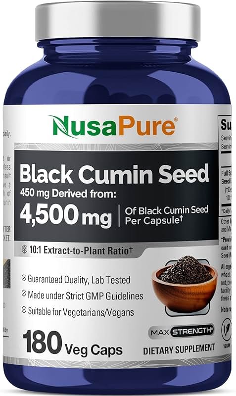 NusaPure Black Cumin Seed, 450 mg, 180 Veg Capsules (Non-GMO, Vegan) - Product Image