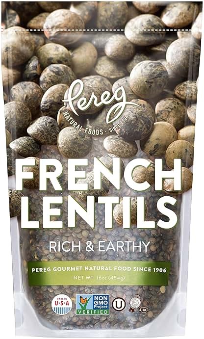 Pereg Du Puy French Green Lentils (16 Oz) - Lentil Beans Dry - Non-GMO & Additive Free - Ideal for Stews, Indian Curries, Tacos & Soups - Vegan Diet-Friendly - High In Protein & Fiber - Product Image