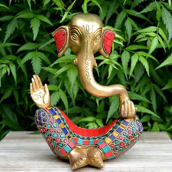 Aakrati Ganesh With Decorative Work - Brass Modern Decorative Style God Ganpati Idol - Unique Gift And Home Decor Showpiece - Product Image
