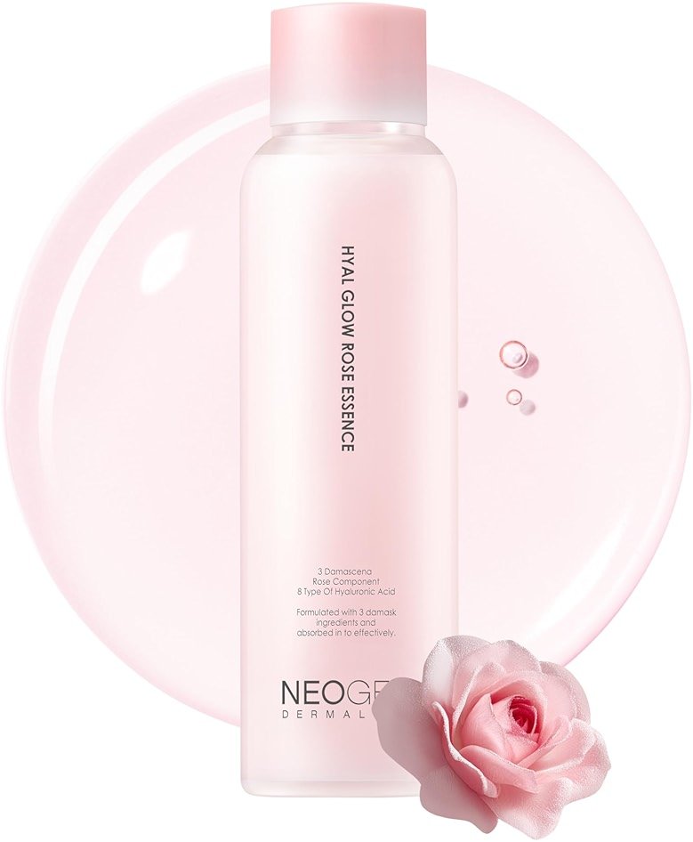 DERMALOGY by NEOGEN Hyal Glow Rose Essence, Milky Toner - 74% Damask Rose Water Hydrating Essence with 8 Types of Hyaluronic Acid for Dewy, Plump, Glowing Skin, Korean Skin Care 5.41 oz (160ml) - Product Image