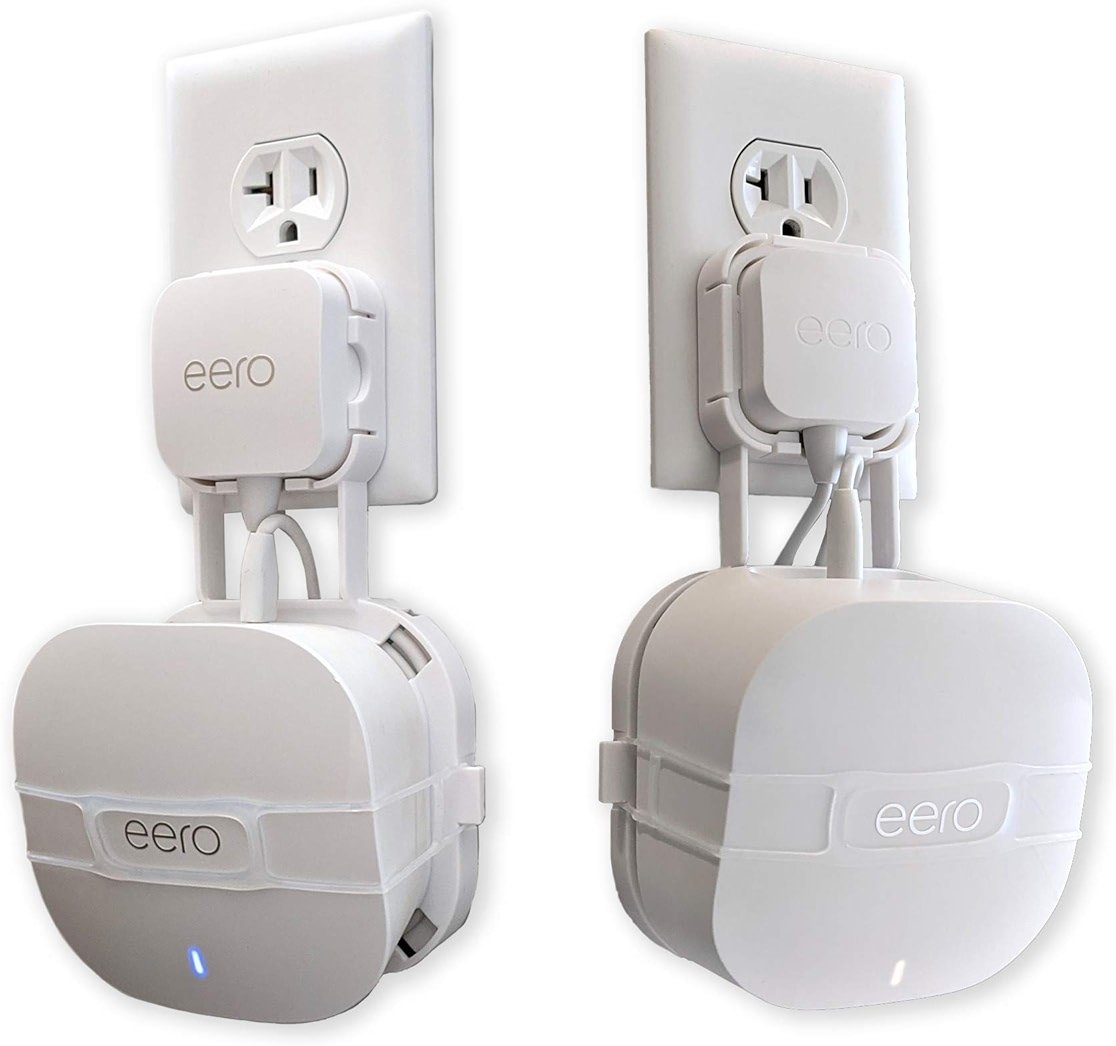 The Eero Genie for eero 6, 6+, and Mesh Wi-Fi: Wall Mount Outlet Holder Stand | Lowest Profile | Open Access | Multiple Install Options | Horizontal Outlets | Design Winner! (1-Pack) - Product Image