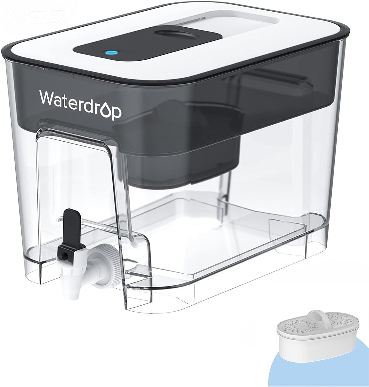 Waterdrop WFD-22L Large Water Filter Dispenser, 40-Cup Water Filter Pitcher, 200-Gallon Long-Life, Reduces Chlorine, PFOA/PFOS and More, BPA Free, Black - Product Image