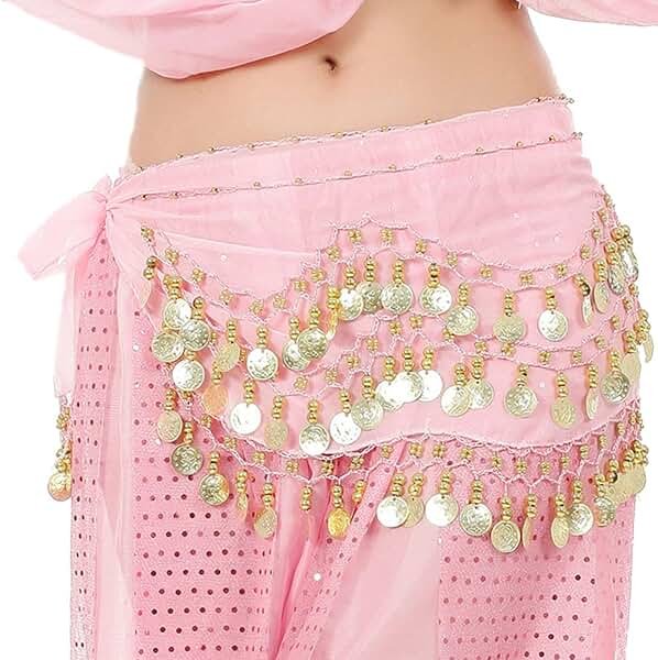 Lauthen.S 128 Coins Belly Dance Hip Scarf Tribal Belt Halloween Genie Costume Accessory - Product Image