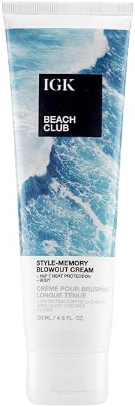 IGK BEACH CLUB Style-Memory Blowout Cream | Volume + Bounce + Heat Protectant | Vegan + Cruelty Free | 4.5 Oz - Product Image