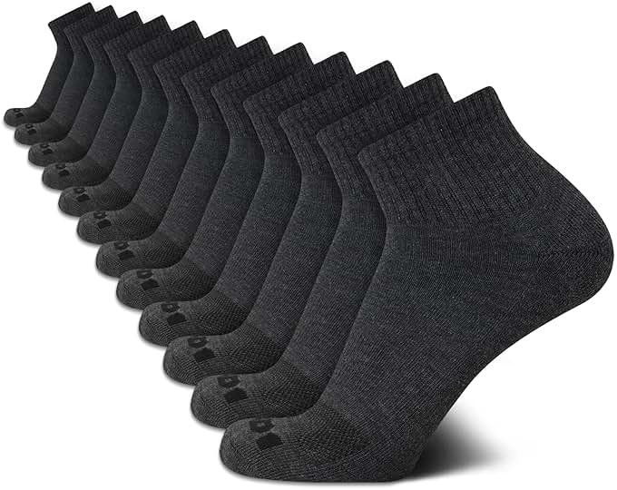 AND1 Mens Quarter Socks - 12 Pack Moisture Wicking Breathable Cushioned Athletic Performance Ankle Socks for Men (6-12.5) - Product Image