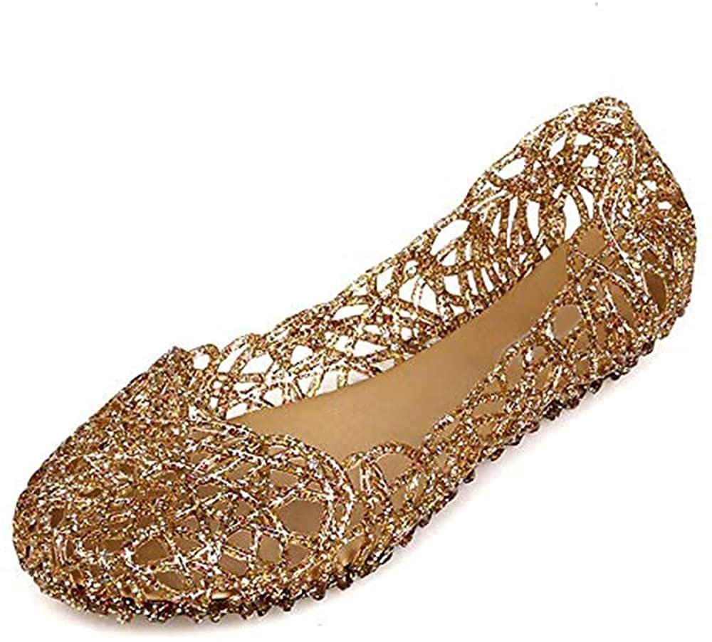 Domucos Womens Sandals Flat Jelly Shoes Slip On Hollow Out Loafers… - Product Image