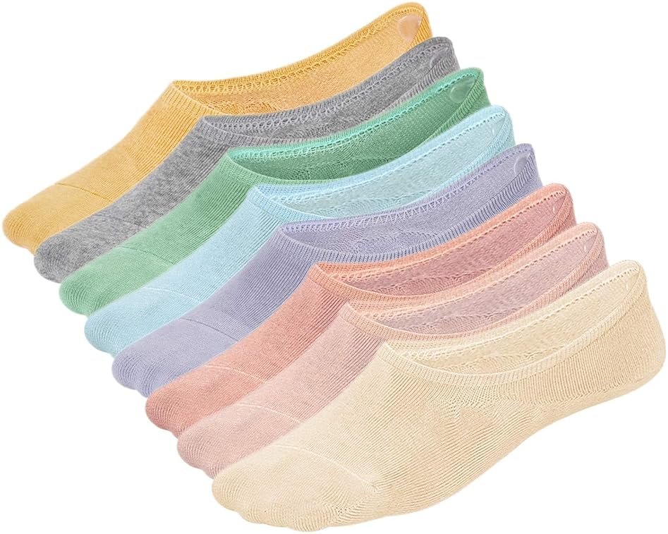 WHISPER DEER No Show Liner Socks Women - (Size 4-7/7-10/10-13) Low cut Invisible Cotton Sneaker Socks with Non Slip Grips - Product Image