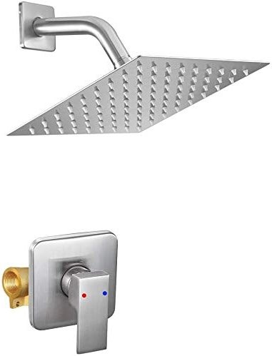 JingGang Shower Faucet Brushed Nickel Rain Shower Head Shower Faucets Sets Complete Bathroom Rainfall Shower System, Single Function Shower Trim Kit with Rough-in Valve - Product Image