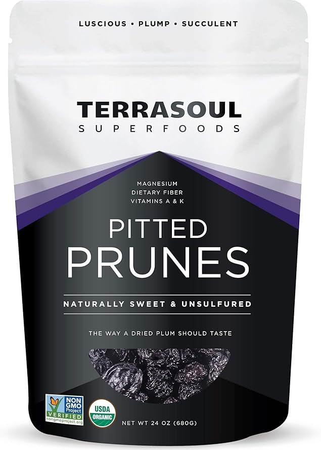 Terrasoul Superfoods Organic Dried Pitted Prunes, 1.5 Lbs - Fiber | Vitamin K | Preservative Free - Product Image