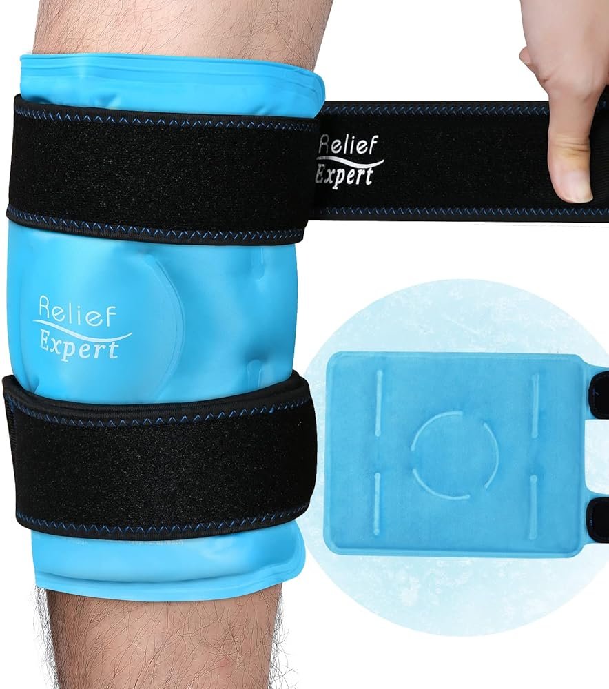 Relief Expert Knee Ice Pack Wrap Around Entire Knee, Large Ice Pack for Leg Soothing Discomfort, Reusable Ice Wraps with Cold Compress for Musclar Relaxation, Post-Workout Recovery,L - Product Image