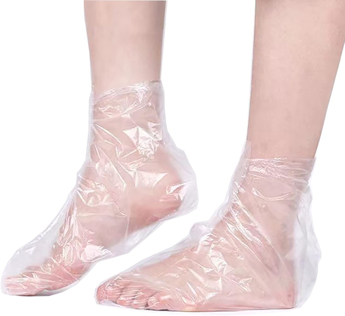 200PCS Clear Plastic Disposable Booties, Paraffin Bath Liners for Foot Pedicure Hot Spa Wax Treatment, Larger Thicker Thermal Therapy Feet Covers Bags Plastic Socks Liners - Product Image