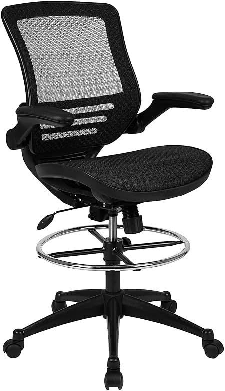 Flash Furniture Waylon Mid-Back Swivel Office Chair with Adjustable Foot Ring and Seat Height, Ergonomic Executive Chair with Armrests, Black - Product Image
