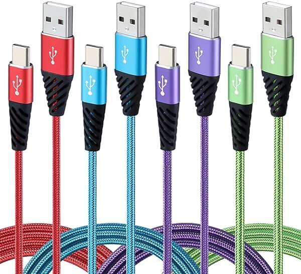 Bynccea Type C Charger Cable 10FT 4-Pack Fast Charging Cord USB A to USB C Cell Phone Charger Nylon Braided Compatible with Samsung Galaxy S10 S9 S8 Note 10 9 Pixel LG V30 - Product Image