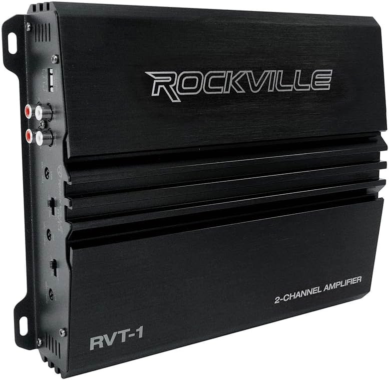 Rockville RVT-1 2-Channel Car Amplifier, 1000W Peak/250W RMS, Class-AB, MOSFET Power Supply, Bass EQ, Crossover, Perfect for Subwoofers and Car Audio - Product Image