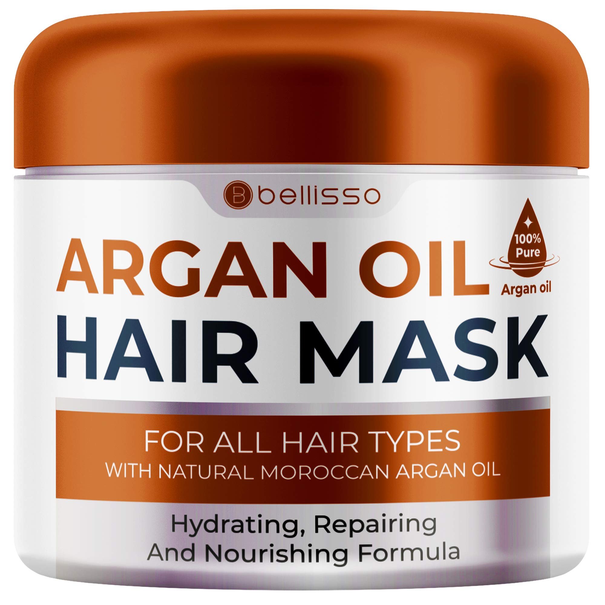 Moroccan Argan Oil Mask - Deep Conditioning Moisturizer for Dry, Extremely Damaged Hair - Hydrating Repair Treatment for Split Ends - With Collagen and Keratin for Curly, Frizzy and Color Treated Hair - Product Image