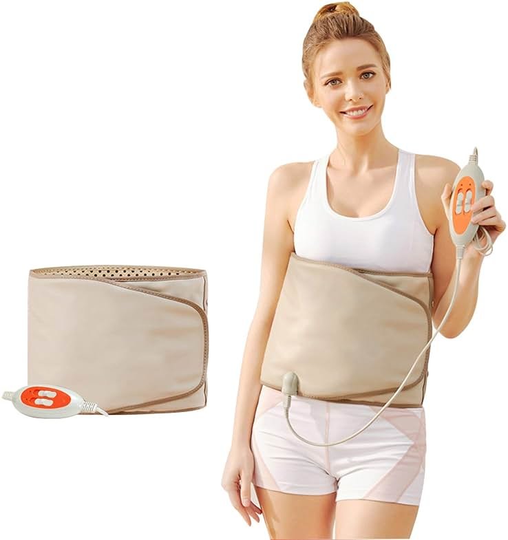 PINJAZE Electric Slimming Heating Belt-with Hot Compress and Vibration Function-360° Full Circle Heating-Help Relieve Back and Waist Pain-50×11 Inches PU Material,Plug Use,2.86Lb (Grey, 110V US Plug) - Product Image