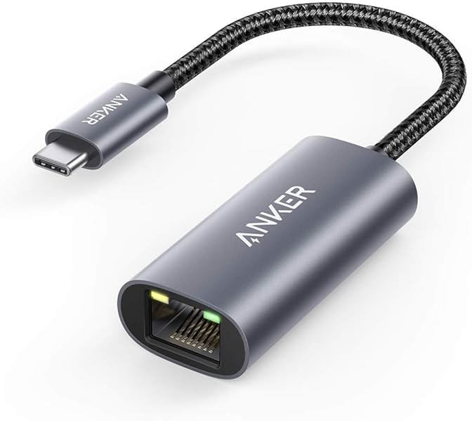 Anker USB C to Ethernet Adapter, Portable USB C Type-C 1-Gigabit Network Hub, 10/100/1000 Mbps,Network Adapter for MacBook Pro, iPad Pro 2019/2018, ChromeBook, XPS, Galaxy S9/S8, and More - Product Image