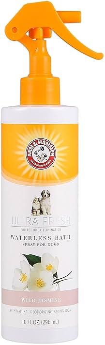 Arm & Hammer Ultra Fresh Waterless Dog Bath Spray, Baking Soda Deodorizer No-Rinse Dry Dog Shampoo for Between-Bath Odor Control and Coat Freshening, White Jasmine Scent, 10 Fl Oz - Product Image