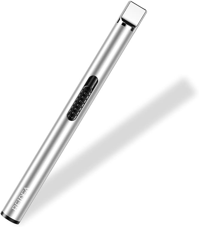 REIDEA Candle Lighter, Electric Arc Lighter with Safe Protector Button, USB Rechargeable Perfect for Camping Cooking BBQ Fireworks (Silver) - Product Image