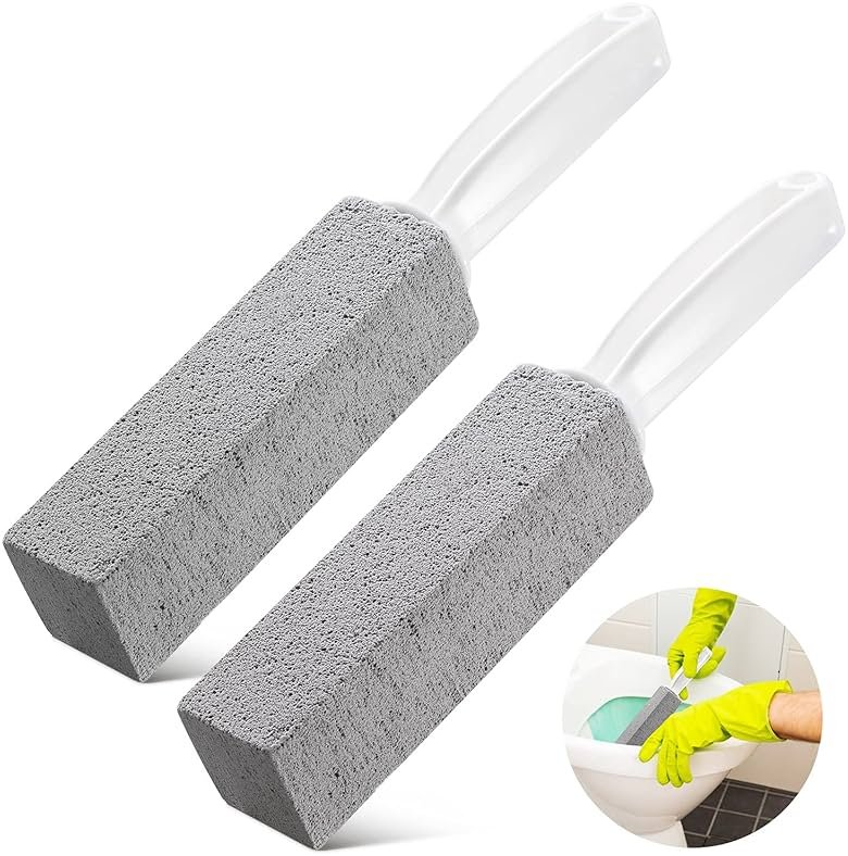 Kadden 2 Pack Pumice Stone Toilet Bowl Cleaner with Handle, Hard Water Ring Remover & Stain Scrubber for Bathroom, Pool, Sink and Tub, Ergonomic Heavy Duty Cleaning Tool - Product Image