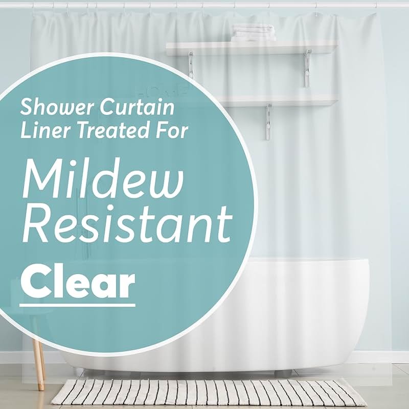 BigFoot Clear Shower Curtain - 72x72 Odorless Plastic with Magnets, Washable Long Bathroom Curtain - Premium PEVA Waterproof Bath Curtain, Rust-Proof Bathroom Essentials - Product Image