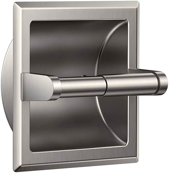 FORIOUS Recessed Toilet Paper Holder, Stainless Steel Durable Tissue Roll Holder Wall Mount for Bathroom Space Saving Design with Mounting Bracket, Wall Toilet Paper Dispenser Insert, Brushed Nickel - Product Image