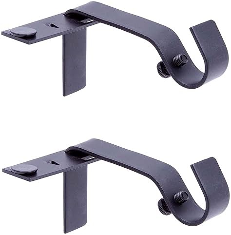 Kenney Fast Fit 5/8" No Measure Curtain Rod Brackets, Matte Black - Product Image