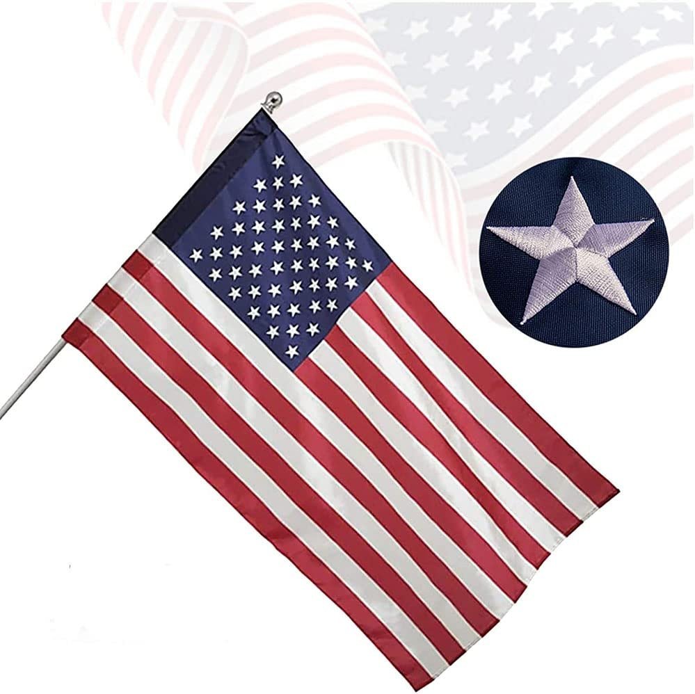 Freefy American Flag Pole Sleeve 2.5x4 Ft Banner Style-Embroidered Stars,Sewn Stripes,UV Protected,Heavy Duty Durable Nylon USA US Outdoor Indoor Flags (Pole NOT Included) - Product Image