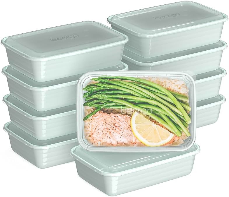 Bentgo Prep - 20-Piece 1-Compartment Reusable Meal Prep Containers with Lids, PFAS & BPA Free Materials, Durable, Microwave, Freezer, & Dishwasher Safe To Go Food Storage (Mint) - Product Image