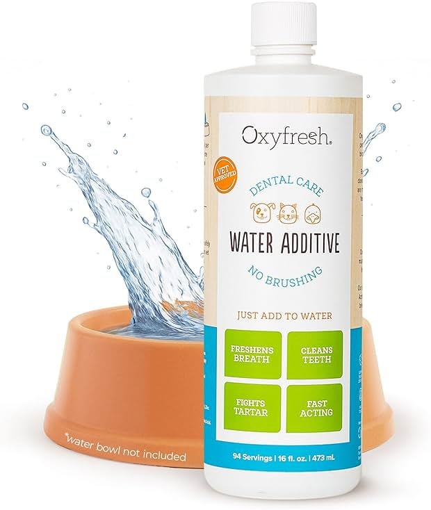 Oxyfresh Premium Pet Dental Care Solution Pet Water Additive: Best Way to Eliminate Bad Dog Breath and Cat Bad Breath - Fights Tartar & Plaque - So Easy, Just Add to Water! Vet Recommended 16 oz. - Product Image
