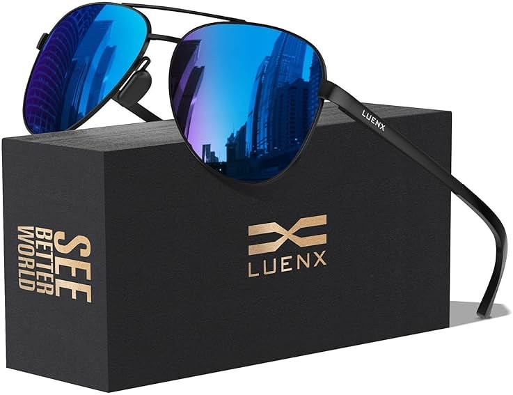 LUENX Aviator Sunglasses for Men Women Polarized - UV400 Protection, Stylish Shades, Driving, Outdoor Activities - Product Image