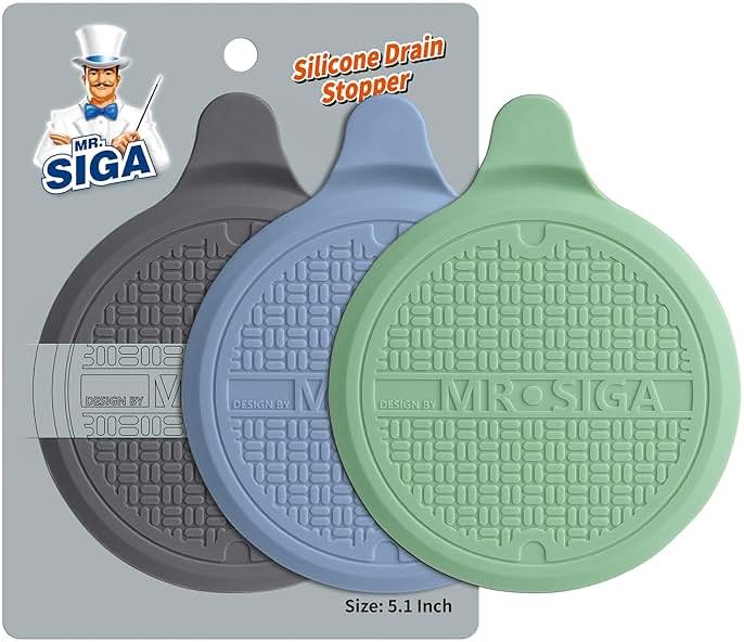 MR.SIGA Silicone Bathtub Stopper, Drain Stopper for Shower, Sink, 5.1" Diameter, 3 Pack - Product Image