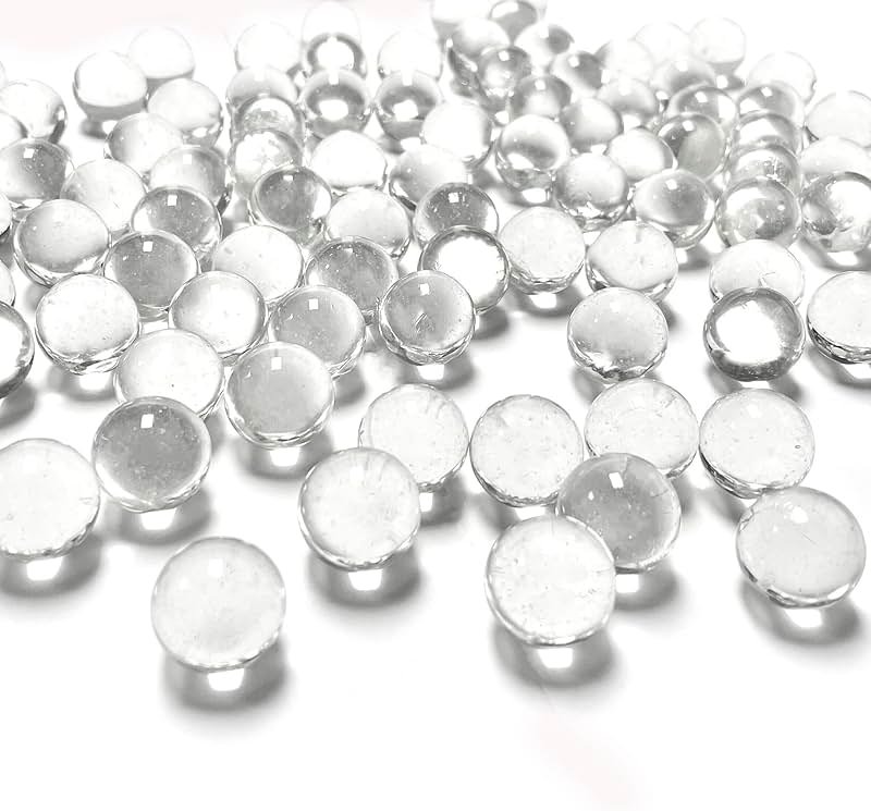 CYS EXCEL Clear Glass Gemstone Vase Filler (1 LB) Aquarium Round Marble Beads Decorative Mosaic Pebbles - Product Image