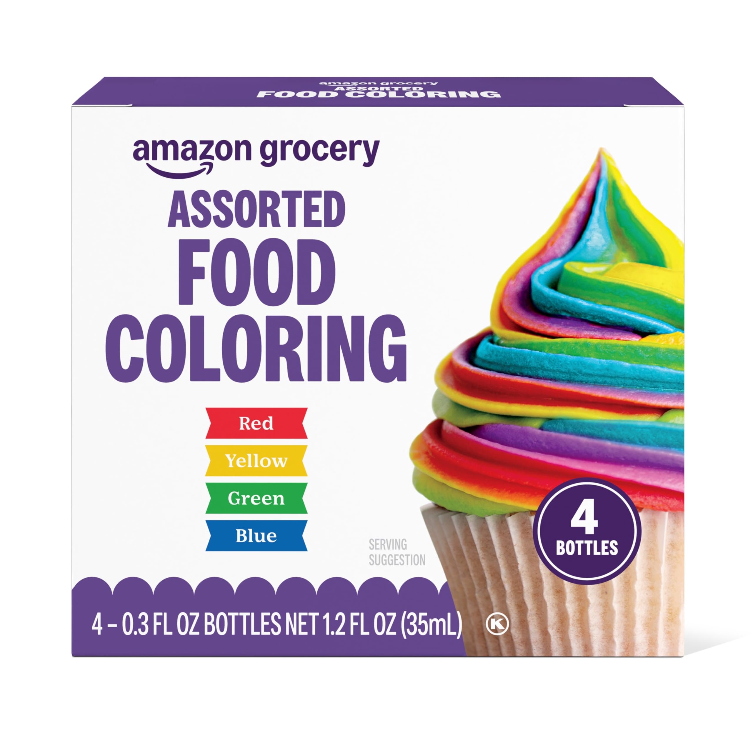 Amazon Grocery, Assorted Food Coloring, 1.2 Fl Oz (Previously Amazon Fresh, Packaging May Vary)