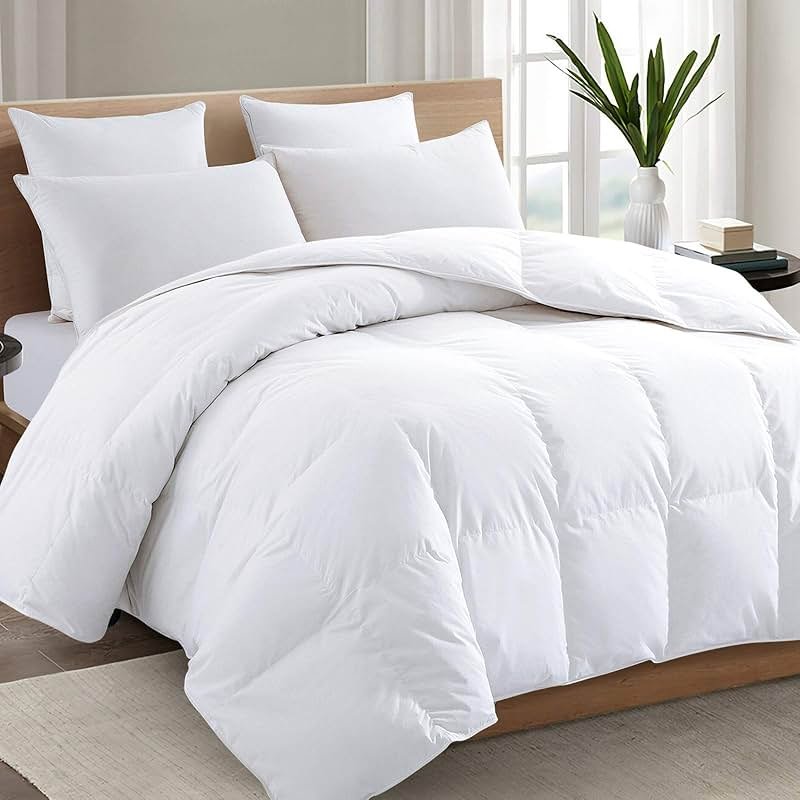 TEXARTIST Premium 2100 Series Queen Comforter All Season Breathable White Comforter Soft 4D Spiral Fiber Lightweight Quilted Down Alternative Duvet Insert with Corner Tabs Hotel Summer Style (88"x88") - Product Image