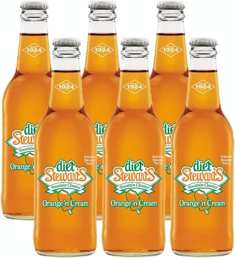 Stewart's Diet Orange N' Cream Soda, 12 Oz Glass Bottle (Pack of 6, Total of 72 Oz) - Product Image
